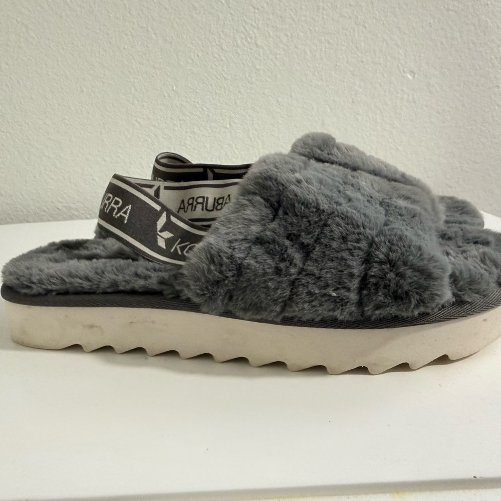 Kolaburra By Ugg Fuzz women size 8 Gray Plush Women's Slippers - Picture 2 of 6